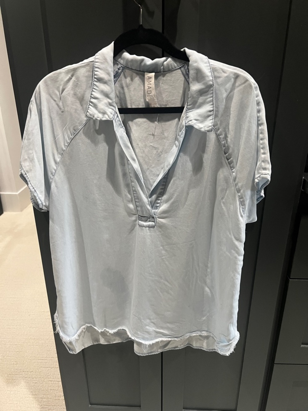 Light Blue Short Sleeve V-Neck top